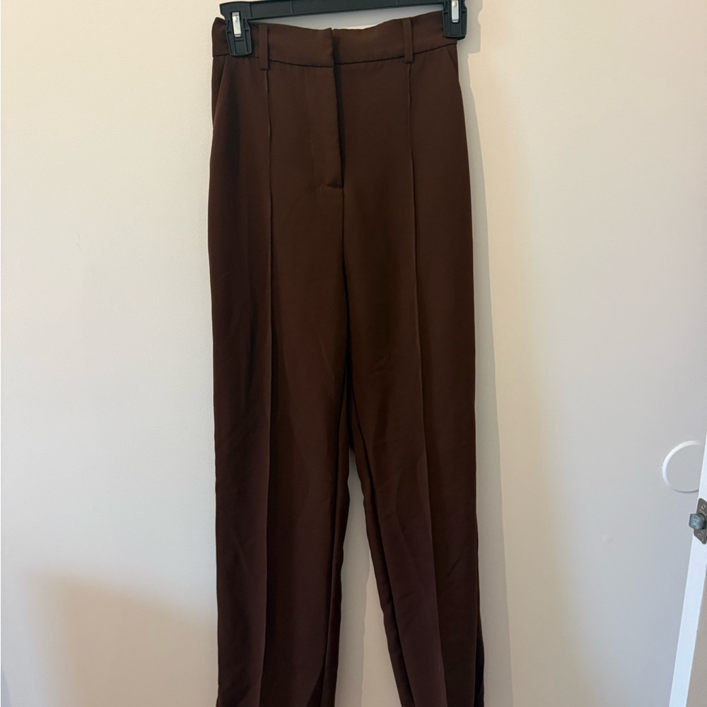 Princess Polly High-Rise Tailored Women's Pants in Dark Brown
